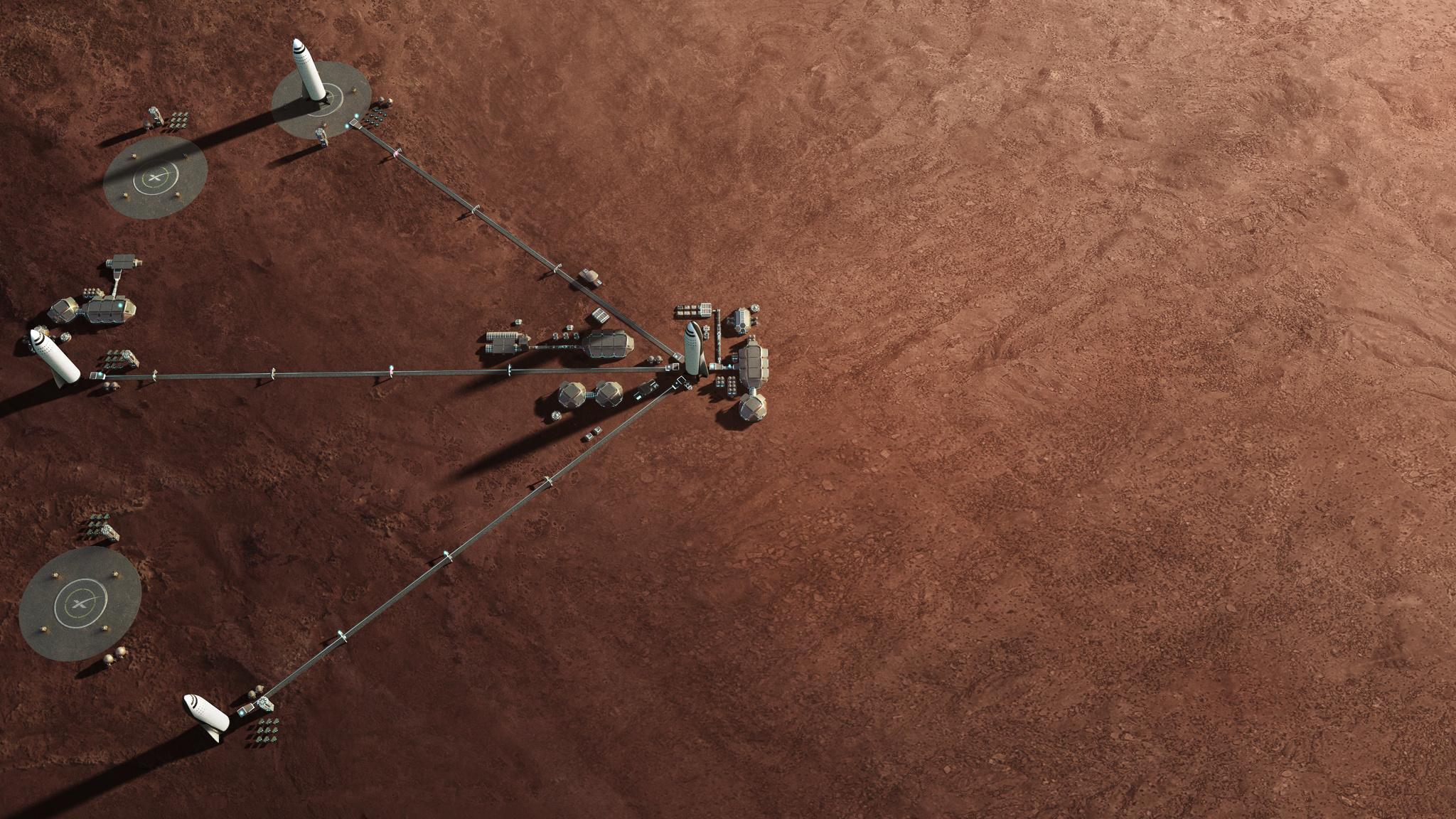 SpaceX' Starships at Mars Basecamp