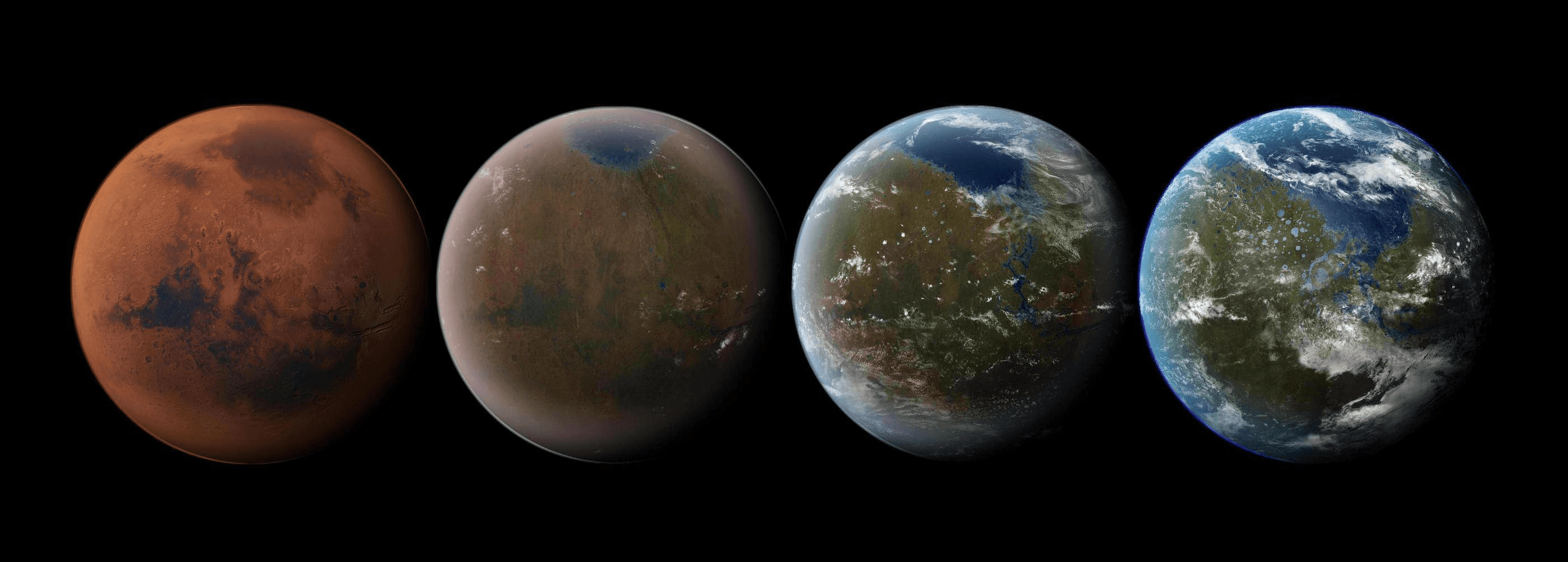 An Artist's visualization of Mars being terraformed
