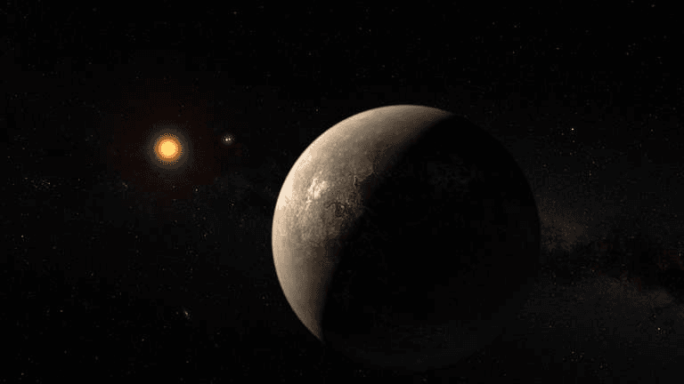 An artists visualization of Proxima Centauri B, a potentially habitable exoplanet